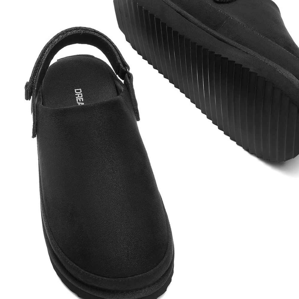 Dream Pairs Round-Toe Platform Mule Clogs Indoor/Outdoor Memory-Foam Black - Picture 6 of 6